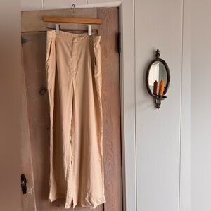 Wide-Leg High-Rise Women’s Pants in Light Beige